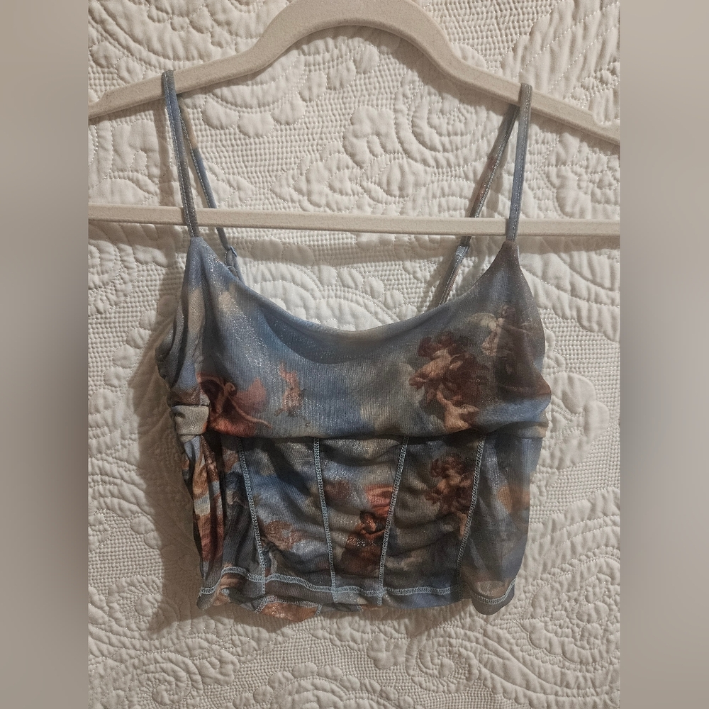 Floral Mesh Corset Top